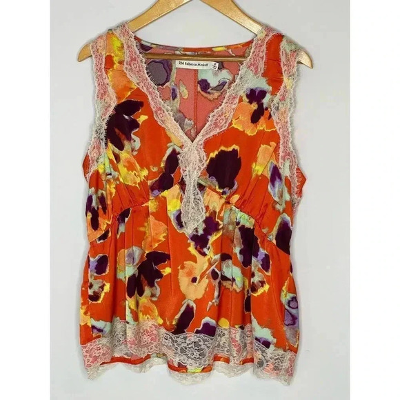 Rebecca Minkoff Tops - Rebecca Minkoff Floral Lace Trim sleeveless top size M NWOT